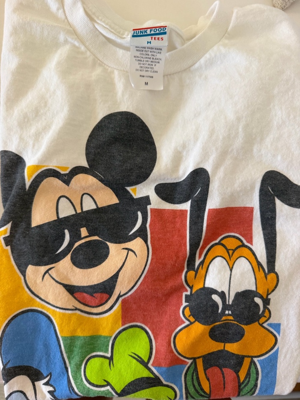 Junk Food Clothing White Short Sleeve Tee with Mickey & Pluto Graphic